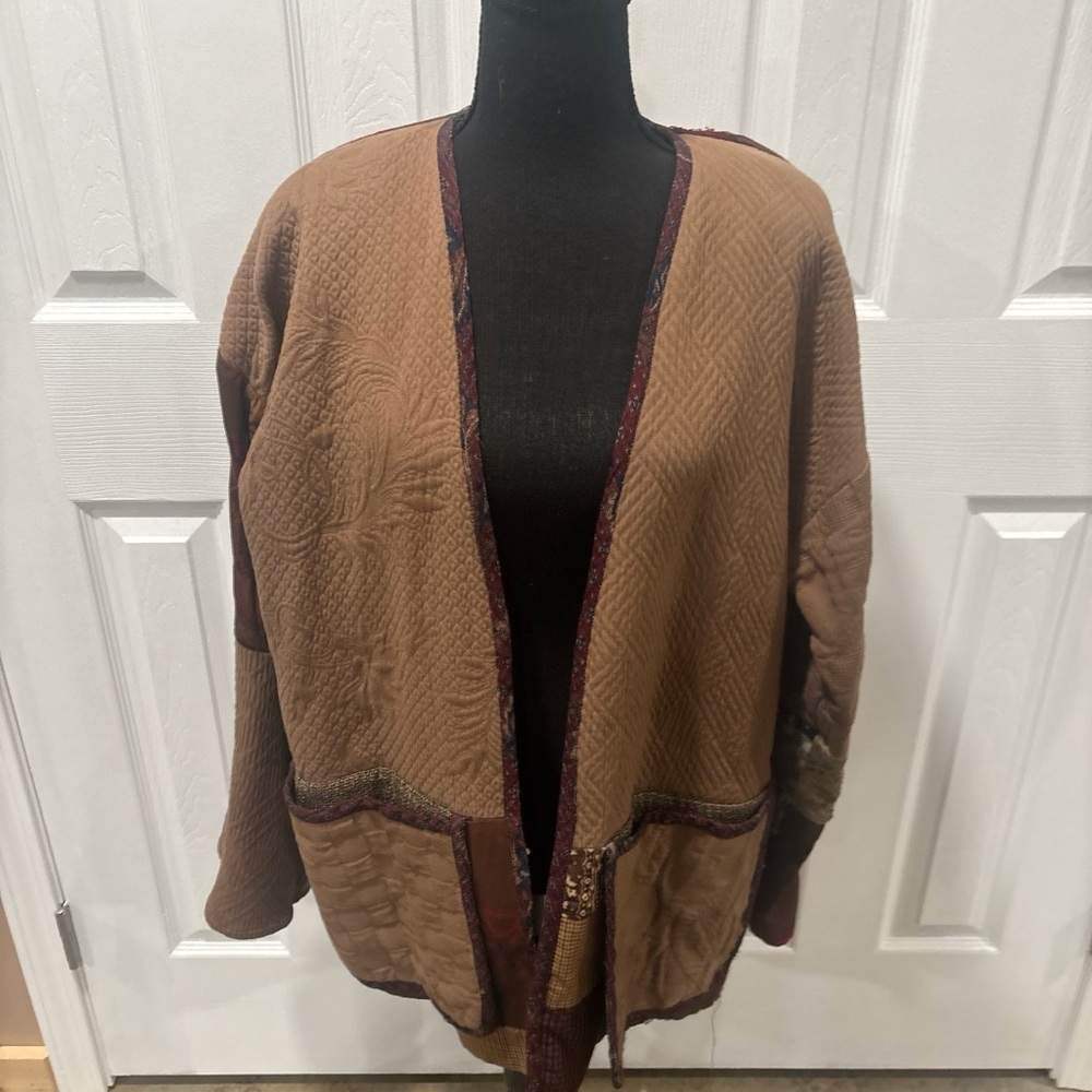 DONNA JESSICA WOMENS VINTAGE PATCHWORK CARDIGAN SIZE M
